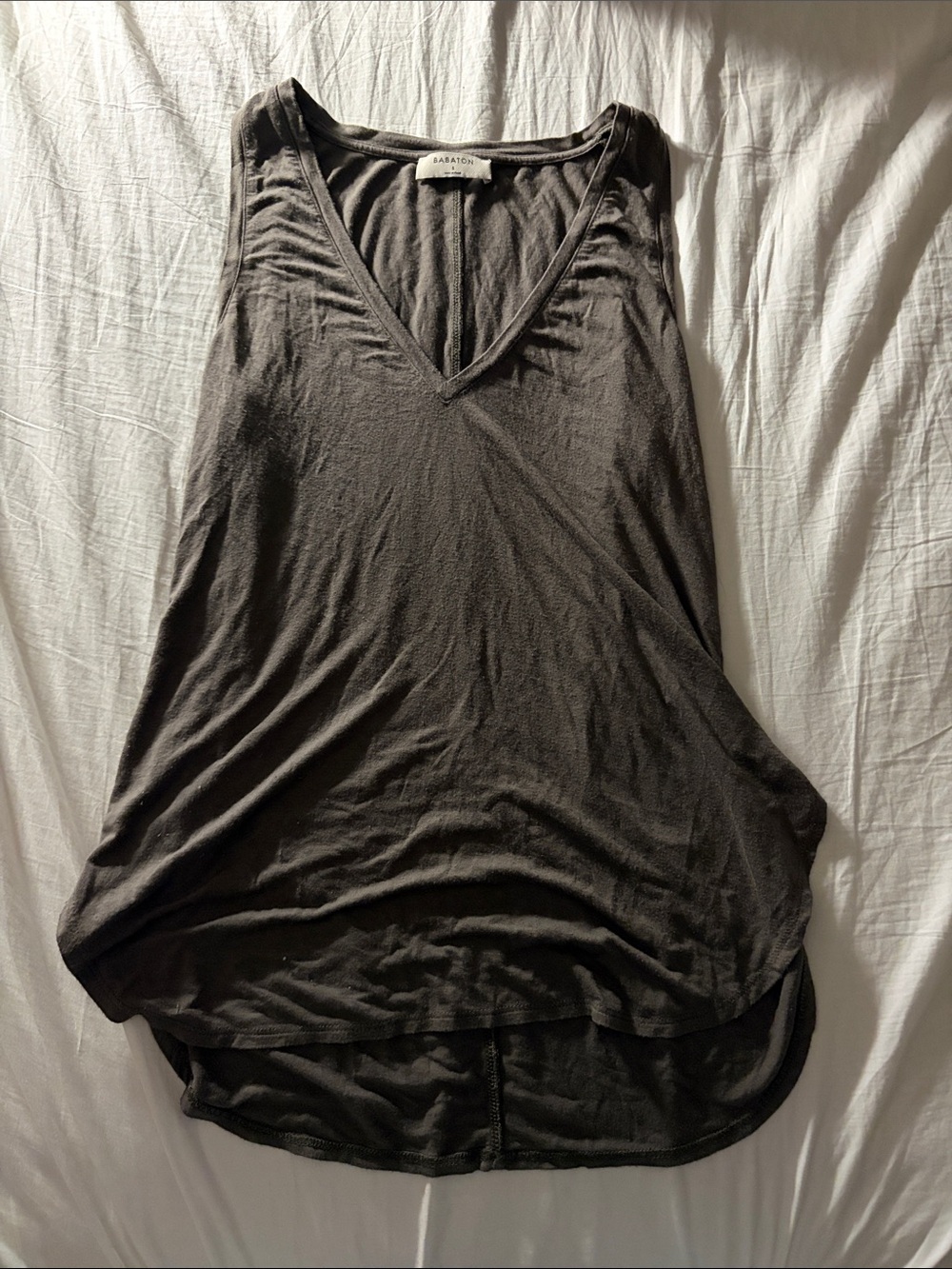 Madewell Sleeveless V-Neck Tank Top - Charcoal Gray